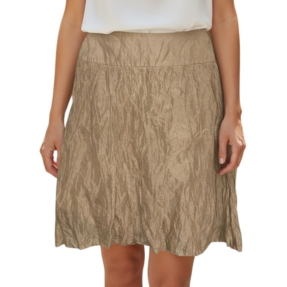 CHAIKEN Silk‎ Blend Golden Tan Shimmer Crinkle Skirt Lined NWOT Size 4